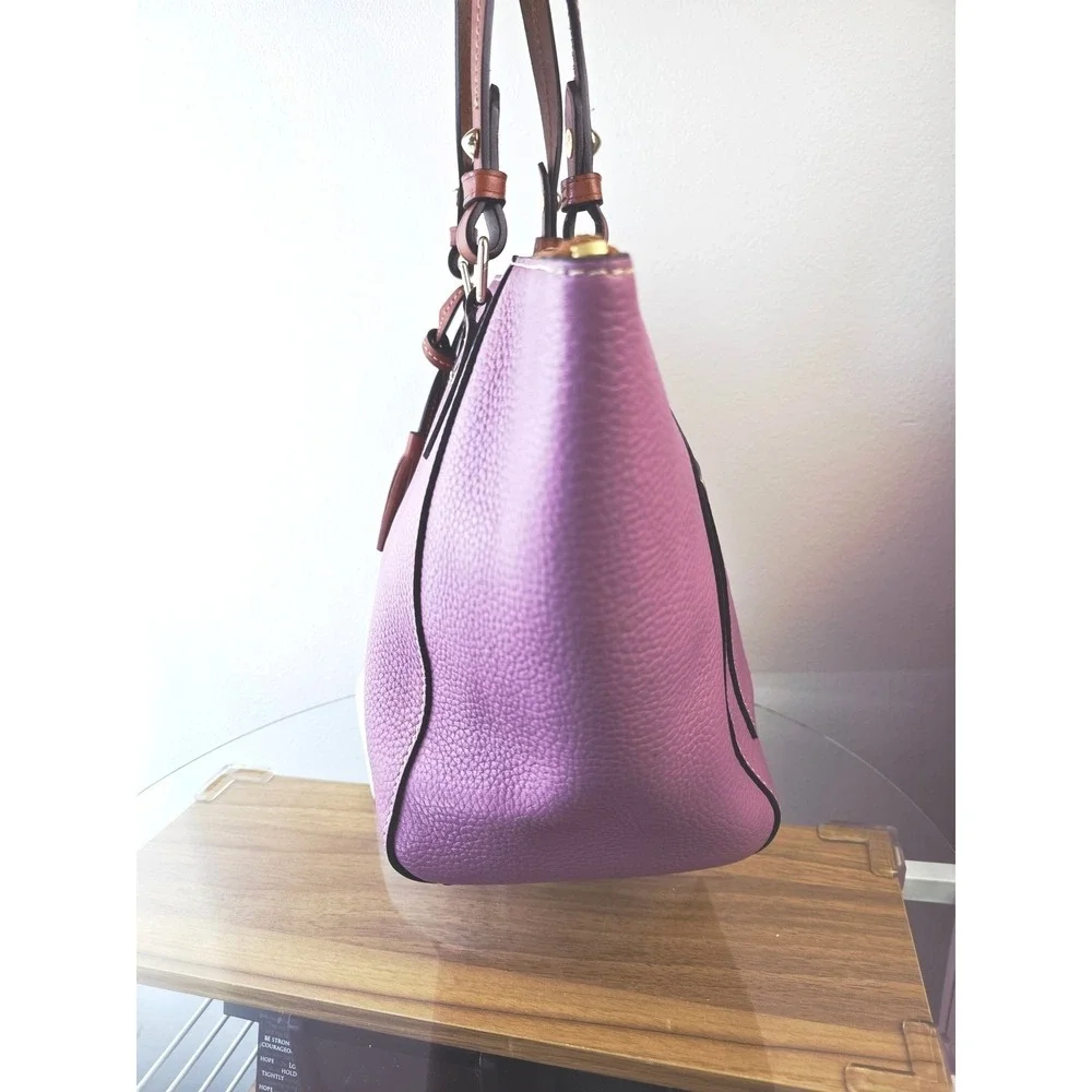 Dooney & Bourke Maxine Tote Pebble Leather Tote Orchid Purple Pink Zip Top Bag